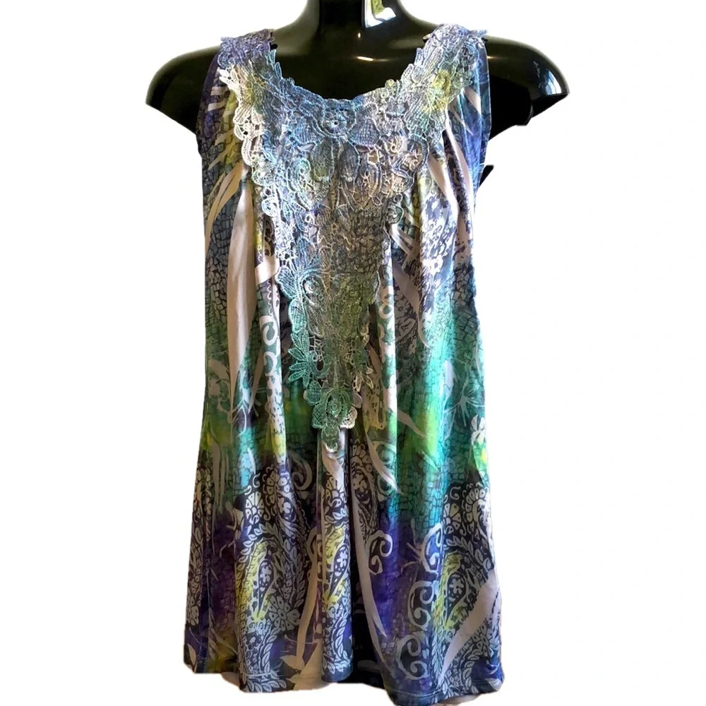 Long Multicoloured Racerback Top, Size Medium - Picture 1 of 5